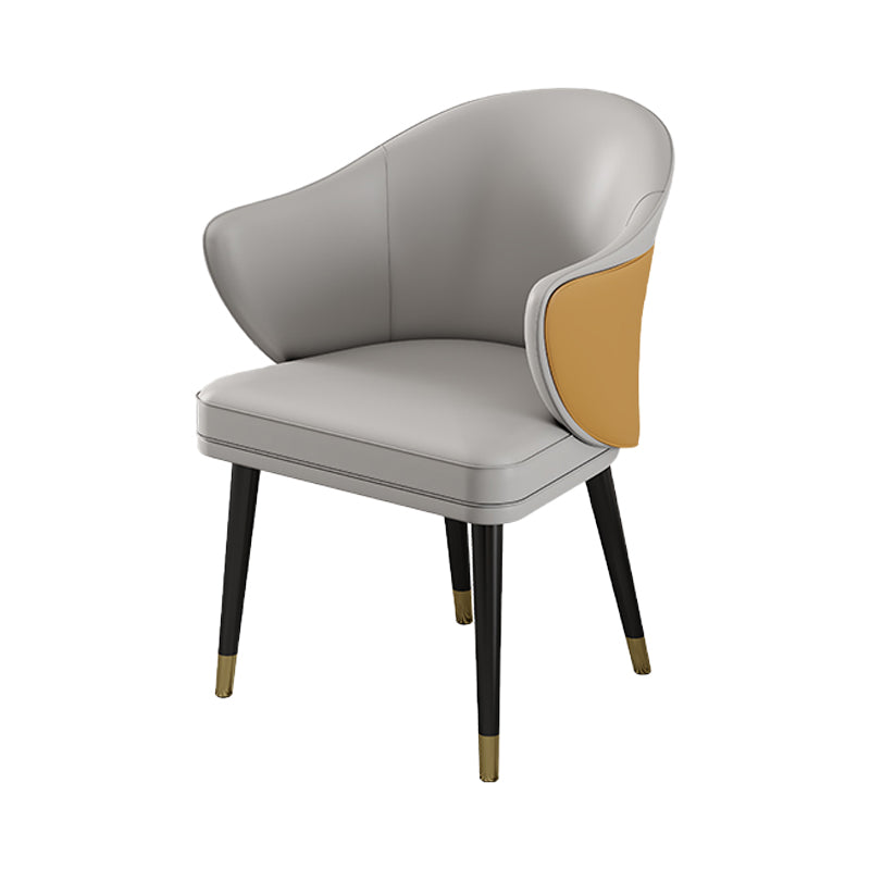 Glam Metal Dining Room Chairs PU Leather Dining Arm Chair for Restaurant Use Gray-Orange 1 Piece Clearhalo ' kitchen&dining_furn' 'Dining Chairs' 'Dining Tables & Seating' 'dining_chair' 'furn' 'furn_dining_chair' 'Furniture' 'furniture_dining_chair' 'Kitchen & Dining Furniture' 'kitchen' 4055929