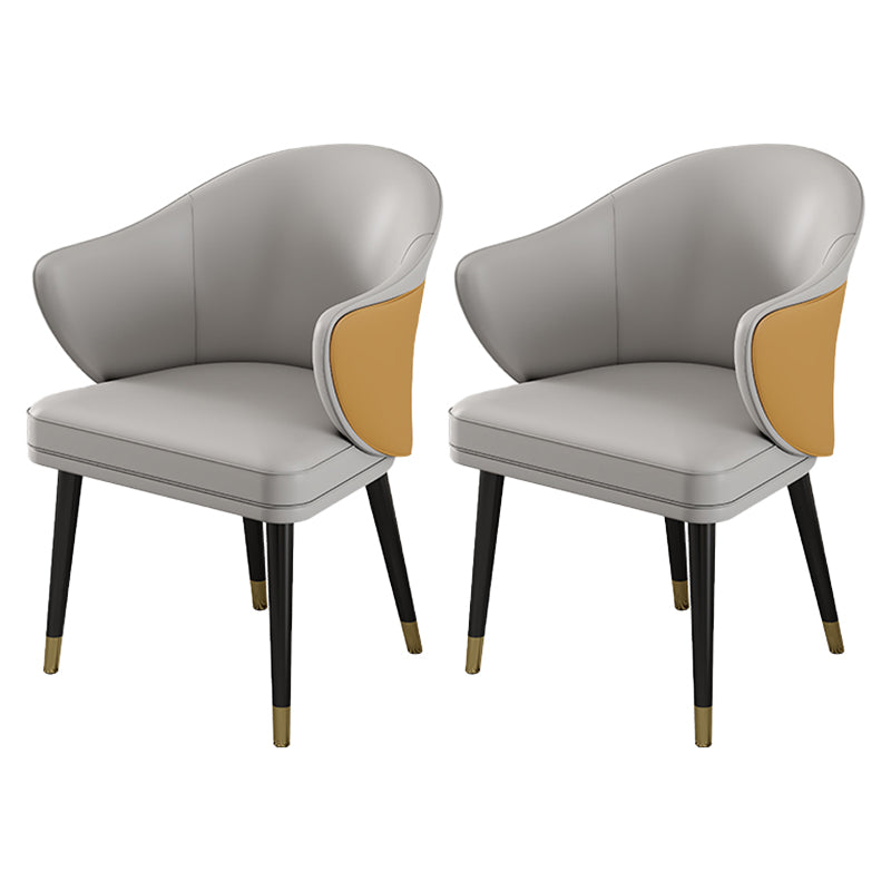 Glam Metal Dining Room Chairs PU Leather Dining Arm Chair for Restaurant Use Gray-Orange 2 Piece Set Clearhalo ' kitchen&dining_furn' 'Dining Chairs' 'Dining Tables & Seating' 'dining_chair' 'furn' 'furn_dining_chair' 'Furniture' 'furniture_dining_chair' 'Kitchen & Dining Furniture' 'kitchen' 4055930