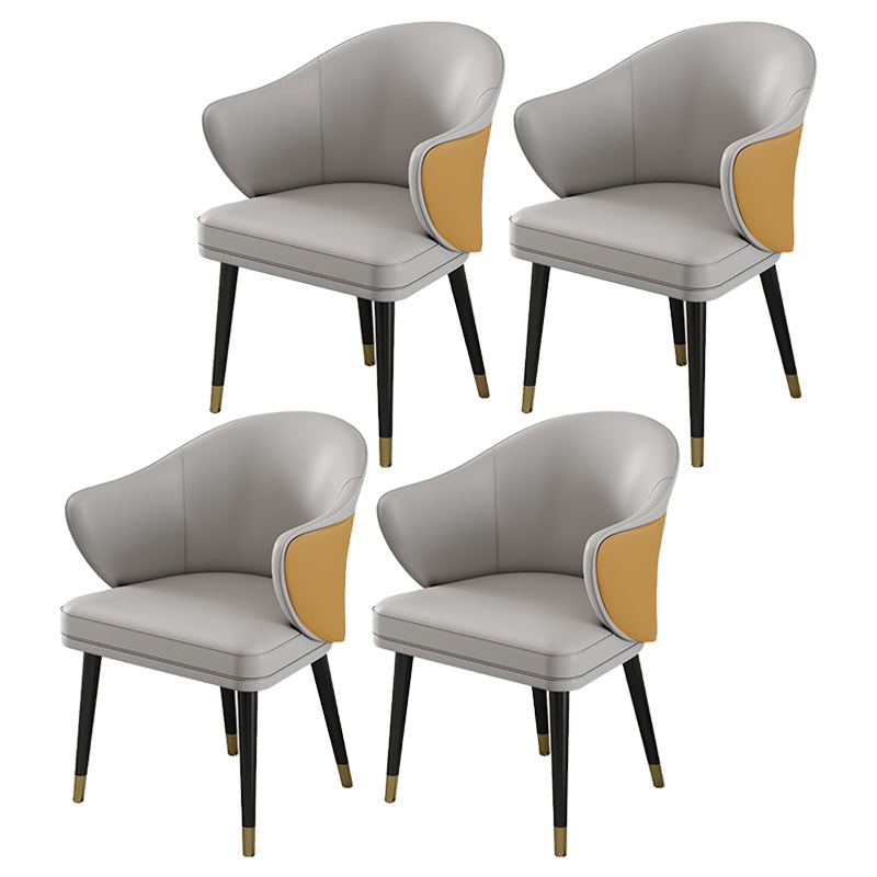 Glam Metal Dining Room Chairs PU Leather Dining Arm Chair for Restaurant Use Gray-Orange 4 Piece Set Clearhalo ' kitchen&dining_furn' 'Dining Chairs' 'Dining Tables & Seating' 'dining_chair' 'furn' 'furn_dining_chair' 'Furniture' 'furniture_dining_chair' 'Kitchen & Dining Furniture' 'kitchen' 4055931