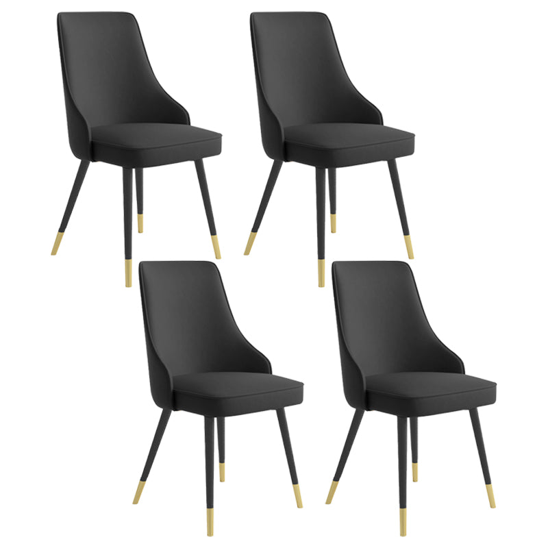 Glam Metal Dining Room Chairs Armless Faux Leather Dining Parsons Chair for Restaurant Use Black 4 Piece Set Clearhalo ' kitchen&dining_furn' 'Dining Chairs' 'Dining Tables & Seating' 'dining_chair' 'furn' 'furn_dining_chair' 'Furniture' 'furniture_dining_chair' 'Kitchen & Dining Furniture' 'kitchen' 4055937