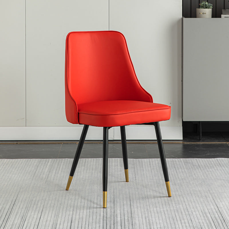 Glam Metal Dining Room Chairs Armless Faux Leather Dining Parsons Chair for Restaurant Use Red 1 Piece Clearhalo ' kitchen&dining_furn' 'Dining Chairs' 'Dining Tables & Seating' 'dining_chair' 'furn' 'furn_dining_chair' 'Furniture' 'furniture_dining_chair' 'Kitchen & Dining Furniture' 'kitchen' 4055939