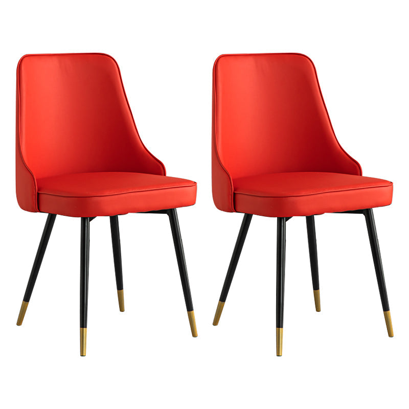 Glam Metal Dining Room Chairs Armless Faux Leather Dining Parsons Chair for Restaurant Use Red 2 Piece Set Clearhalo ' kitchen&dining_furn' 'Dining Chairs' 'Dining Tables & Seating' 'dining_chair' 'furn' 'furn_dining_chair' 'Furniture' 'furniture_dining_chair' 'Kitchen & Dining Furniture' 'kitchen' 4055941