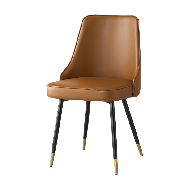 Glam Metal Dining Room Chairs Armless Faux Leather Dining Parsons Chair for Restaurant Use Clearhalo ' kitchen&dining_furn' 'Dining Chairs' 'Dining Tables & Seating' 'dining_chair' 'furn' 'furn_dining_chair' 'Furniture' 'furniture_dining_chair' 'Kitchen & Dining Furniture' 'kitchen' 4055942