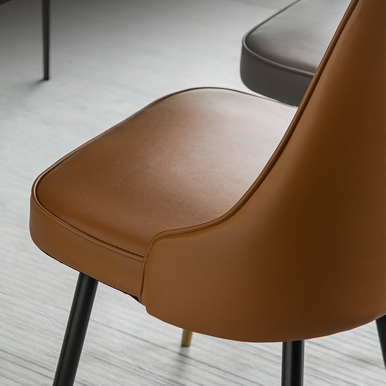 Glam Metal Dining Room Chairs Armless Faux Leather Dining Parsons Chair for Restaurant Use Clearhalo ' kitchen&dining_furn' 'Dining Chairs' 'Dining Tables & Seating' 'dining_chair' 'furn' 'furn_dining_chair' 'Furniture' 'furniture_dining_chair' 'Kitchen & Dining Furniture' 'kitchen' 4055945