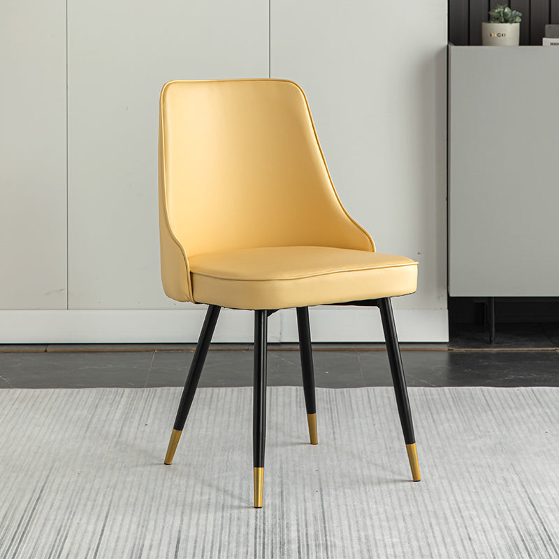 Glam Metal Dining Room Chairs Armless Faux Leather Dining Parsons Chair for Restaurant Use Light Yellow 1 Piece Clearhalo ' kitchen&dining_furn' 'Dining Chairs' 'Dining Tables & Seating' 'dining_chair' 'furn' 'furn_dining_chair' 'Furniture' 'furniture_dining_chair' 'Kitchen & Dining Furniture' 'kitchen' 4055946