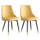 Glam Metal Dining Room Chairs Armless Faux Leather Dining Parsons Chair for Restaurant Use Light Yellow 2 Piece Set Clearhalo ' kitchen&dining_furn' 'Dining Chairs' 'Dining Tables & Seating' 'dining_chair' 'furn' 'furn_dining_chair' 'Furniture' 'furniture_dining_chair' 'Kitchen & Dining Furniture' 'kitchen' 4055948