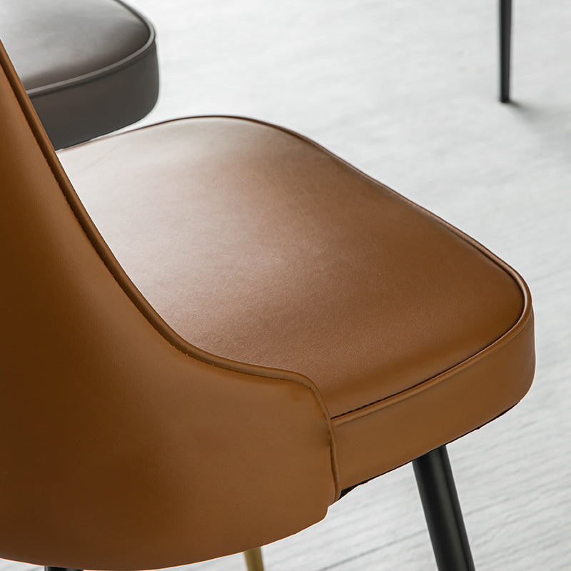 Glam Metal Dining Room Chairs Armless Faux Leather Dining Parsons Chair for Restaurant Use Clearhalo ' kitchen&dining_furn' 'Dining Chairs' 'Dining Tables & Seating' 'dining_chair' 'furn' 'furn_dining_chair' 'Furniture' 'furniture_dining_chair' 'Kitchen & Dining Furniture' 'kitchen' 4055950