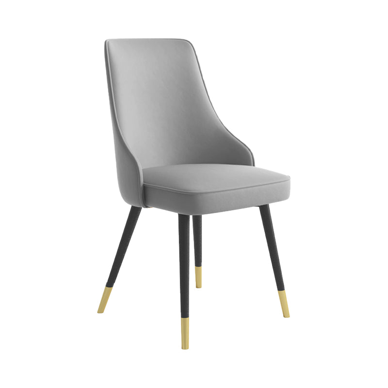 Glam Metal Dining Room Chairs Armless Faux Leather Dining Parsons Chair for Restaurant Use Smoke Gray 1 Piece Clearhalo ' kitchen&dining_furn' 'Dining Chairs' 'Dining Tables & Seating' 'dining_chair' 'furn' 'furn_dining_chair' 'Furniture' 'furniture_dining_chair' 'Kitchen & Dining Furniture' 'kitchen' 4055951