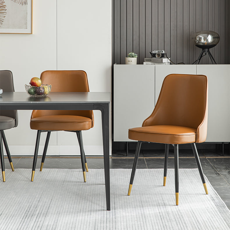 Glam Metal Dining Room Chairs Armless Faux Leather Dining Parsons Chair for Restaurant Use Clearhalo ' kitchen&dining_furn' 'Dining Chairs' 'Dining Tables & Seating' 'dining_chair' 'furn' 'furn_dining_chair' 'Furniture' 'furniture_dining_chair' 'Kitchen & Dining Furniture' 'kitchen' 4055955