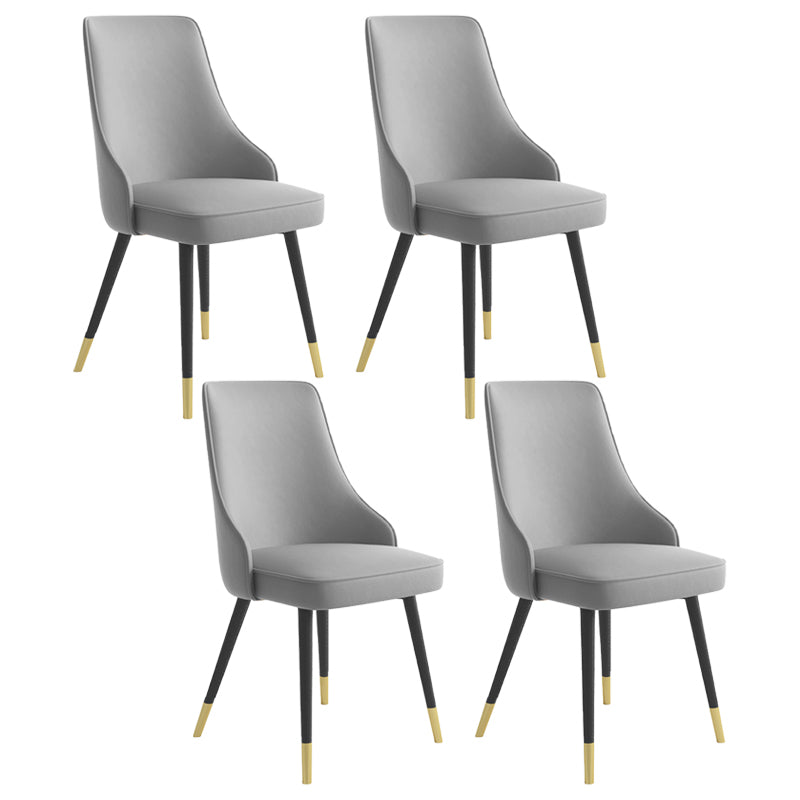 Glam Metal Dining Room Chairs Armless Faux Leather Dining Parsons Chair for Restaurant Use Smoke Gray 4 Piece Set Clearhalo ' kitchen&dining_furn' 'Dining Chairs' 'Dining Tables & Seating' 'dining_chair' 'furn' 'furn_dining_chair' 'Furniture' 'furniture_dining_chair' 'Kitchen & Dining Furniture' 'kitchen' 4055956