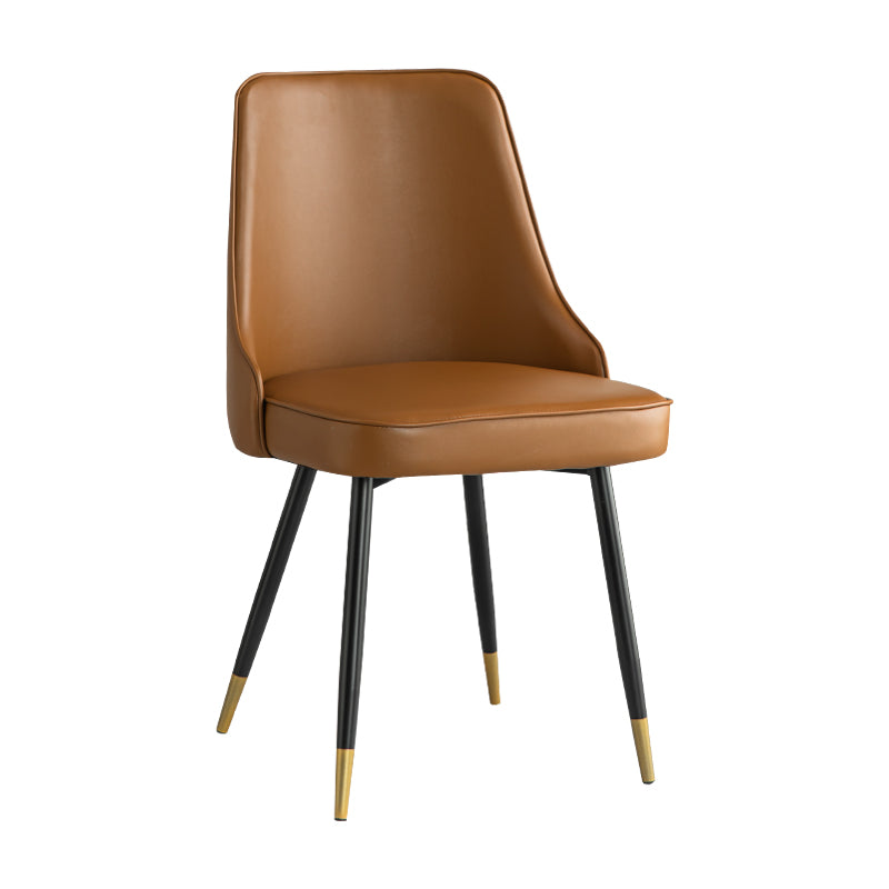 Glam Metal Dining Room Chairs Armless Faux Leather Dining Parsons Chair for Restaurant Use Dark Coffee 1 Piece Clearhalo ' kitchen&dining_furn' 'Dining Chairs' 'Dining Tables & Seating' 'dining_chair' 'furn' 'furn_dining_chair' 'Furniture' 'furniture_dining_chair' 'Kitchen & Dining Furniture' 'kitchen' 4055957