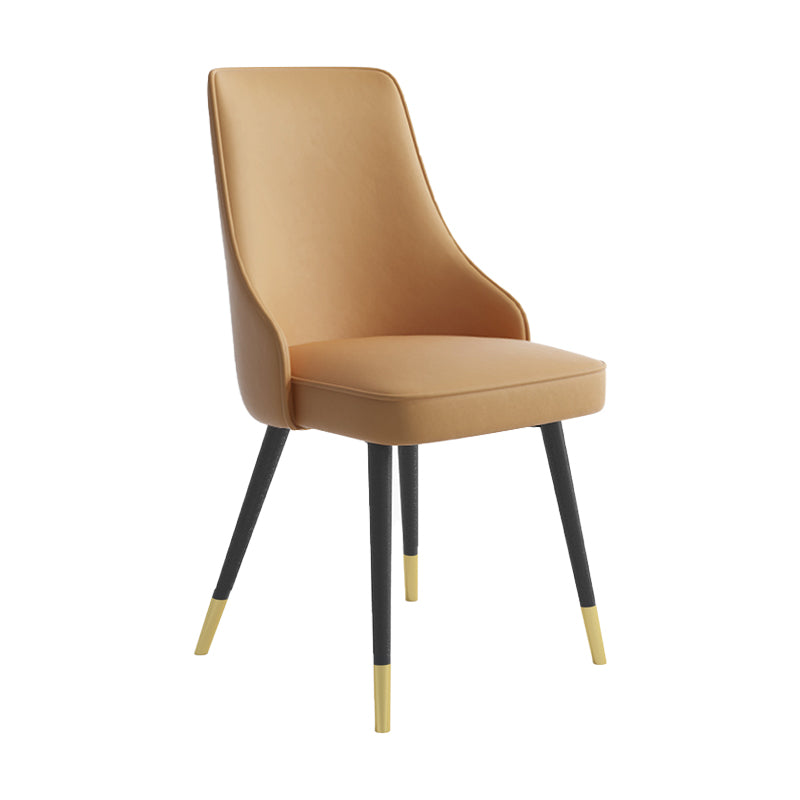 Glam Metal Dining Room Chairs Armless Faux Leather Dining Parsons Chair for Restaurant Use Light Coffee 1 Piece Clearhalo ' kitchen&dining_furn' 'Dining Chairs' 'Dining Tables & Seating' 'dining_chair' 'furn' 'furn_dining_chair' 'Furniture' 'furniture_dining_chair' 'Kitchen & Dining Furniture' 'kitchen' 4055960