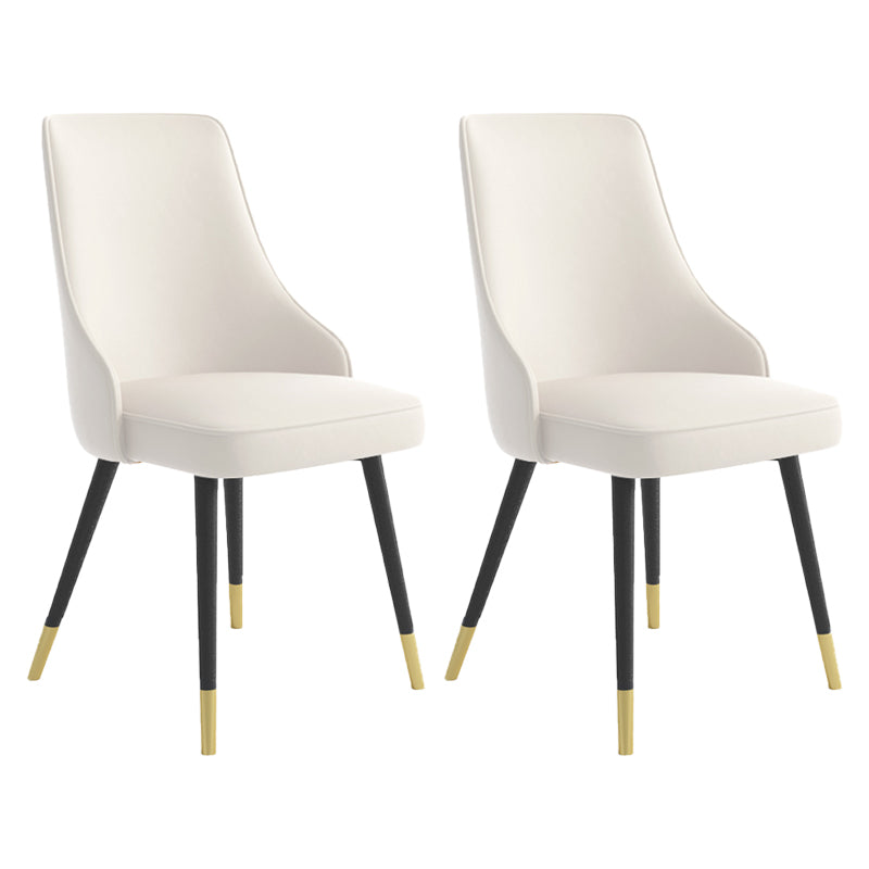 Glam Metal Dining Room Chairs Armless Faux Leather Dining Parsons Chair for Restaurant Use Off-White 2 Piece Set Clearhalo ' kitchen&dining_furn' 'Dining Chairs' 'Dining Tables & Seating' 'dining_chair' 'furn' 'furn_dining_chair' 'Furniture' 'furniture_dining_chair' 'Kitchen & Dining Furniture' 'kitchen' 4055964