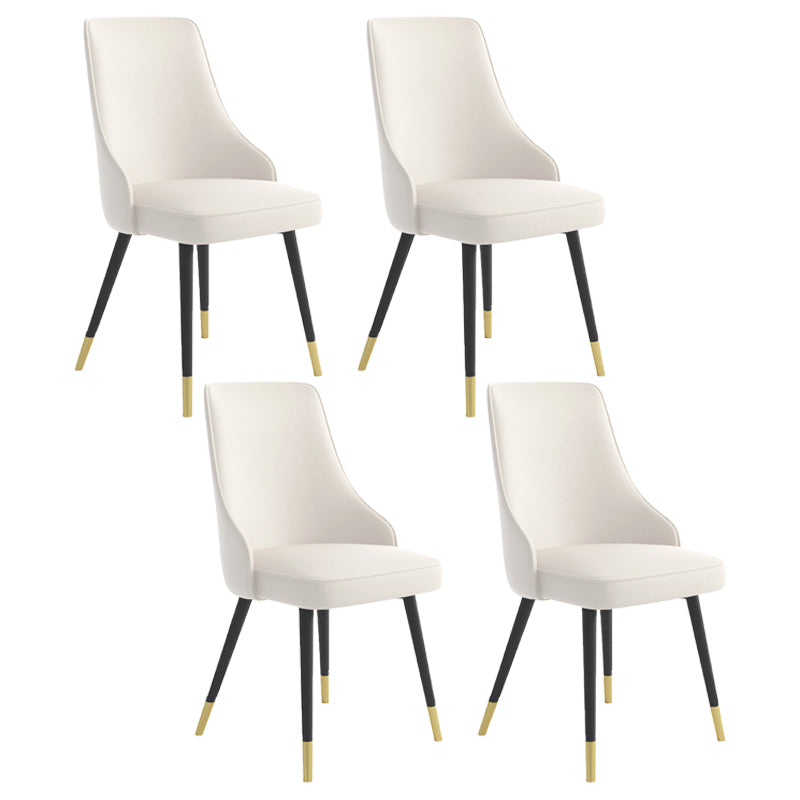 Glam Metal Dining Room Chairs Armless Faux Leather Dining Parsons Chair for Restaurant Use Off-White 4 Piece Set Clearhalo ' kitchen&dining_furn' 'Dining Chairs' 'Dining Tables & Seating' 'dining_chair' 'furn' 'furn_dining_chair' 'Furniture' 'furniture_dining_chair' 'Kitchen & Dining Furniture' 'kitchen' 4055965
