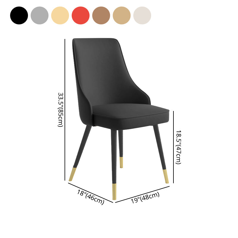 Glam Metal Dining Room Chairs Armless Faux Leather Dining Parsons Chair for Restaurant Use Clearhalo ' kitchen&dining_furn' 'Dining Chairs' 'Dining Tables & Seating' 'dining_chair' 'furn' 'furn_dining_chair' 'Furniture' 'furniture_dining_chair' 'Kitchen & Dining Furniture' 'kitchen' 4055966