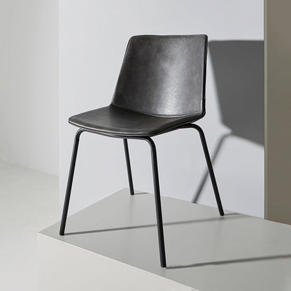Industrial Metal Dining Room Chair Armless Upholstered Side Leather Chairs for Home Use Dark Gray 1 Piece Clearhalo ' kitchen&dining_furn' 'Dining Chairs' 'Dining Tables & Seating' 'dining_chair' 'furn' 'furn_dining_chair' 'Furniture' 'furniture_dining_chair' 'Kitchen & Dining Furniture' 'kitchen' 4055968