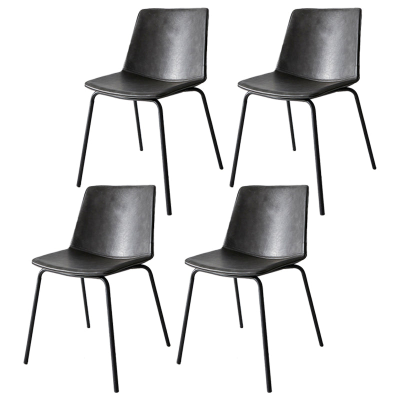 Industrial Metal Dining Room Chair Armless Upholstered Side Leather Chairs for Home Use Dark Gray 4 Piece Set Clearhalo ' kitchen&dining_furn' 'Dining Chairs' 'Dining Tables & Seating' 'dining_chair' 'furn' 'furn_dining_chair' 'Furniture' 'furniture_dining_chair' 'Kitchen & Dining Furniture' 'kitchen' 4055971