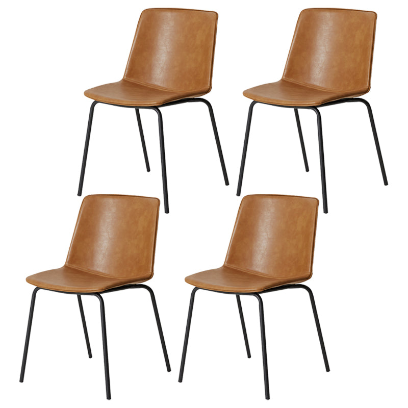 Industrial Metal Dining Room Chair Armless Upholstered Side Leather Chairs for Home Use Brown 4 Piece Set Clearhalo ' kitchen&dining_furn' 'Dining Chairs' 'Dining Tables & Seating' 'dining_chair' 'furn' 'furn_dining_chair' 'Furniture' 'furniture_dining_chair' 'Kitchen & Dining Furniture' 'kitchen' 4055977