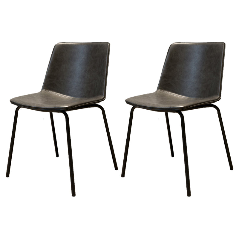 Industrial Metal Dining Room Chair Armless Upholstered Side Leather Chairs for Home Use Smoke Gray 2 Piece Set Clearhalo ' kitchen&dining_furn' 'Dining Chairs' 'Dining Tables & Seating' 'dining_chair' 'furn' 'furn_dining_chair' 'Furniture' 'furniture_dining_chair' 'Kitchen & Dining Furniture' 'kitchen' 4055987