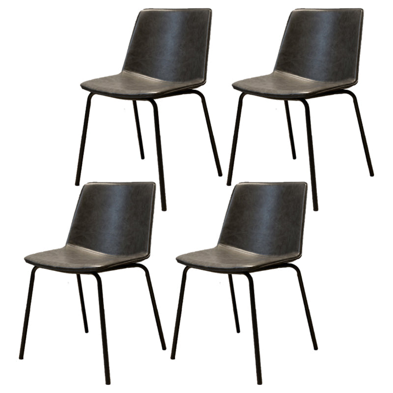 Industrial Metal Dining Room Chair Armless Upholstered Side Leather Chairs for Home Use Smoke Gray 4 Piece Set Clearhalo ' kitchen&dining_furn' 'Dining Chairs' 'Dining Tables & Seating' 'dining_chair' 'furn' 'furn_dining_chair' 'Furniture' 'furniture_dining_chair' 'Kitchen & Dining Furniture' 'kitchen' 4055989