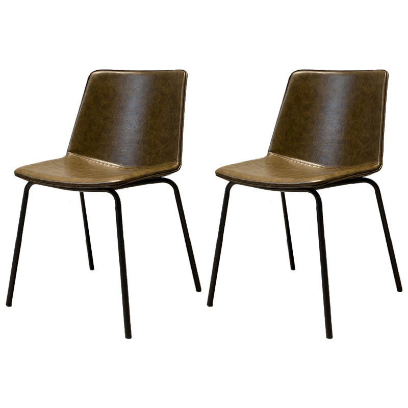 Industrial Metal Dining Room Chair Armless Upholstered Side Leather Chairs for Home Use Coffee 2 Piece Set Clearhalo ' kitchen&dining_furn' 'Dining Chairs' 'Dining Tables & Seating' 'dining_chair' 'furn' 'furn_dining_chair' 'Furniture' 'furniture_dining_chair' 'Kitchen & Dining Furniture' 'kitchen' 4055998