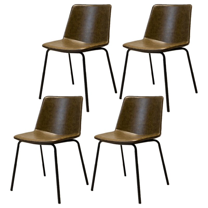 Industrial Metal Dining Room Chair Armless Upholstered Side Leather Chairs for Home Use Coffee 4 Piece Set Clearhalo ' kitchen&dining_furn' 'Dining Chairs' 'Dining Tables & Seating' 'dining_chair' 'furn' 'furn_dining_chair' 'Furniture' 'furniture_dining_chair' 'Kitchen & Dining Furniture' 'kitchen' 4055999