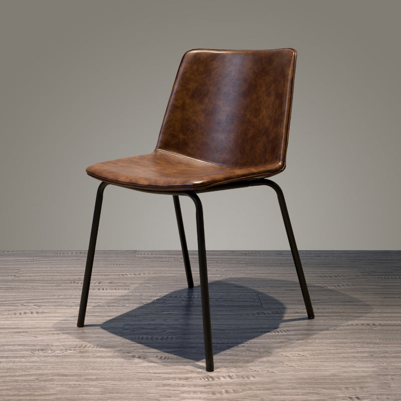 Industrial Metal Dining Room Chair Armless Upholstered Side Leather Chairs for Home Use Rust Red 1 Piece Clearhalo ' kitchen&dining_furn' 'Dining Chairs' 'Dining Tables & Seating' 'dining_chair' 'furn' 'furn_dining_chair' 'Furniture' 'furniture_dining_chair' 'Kitchen & Dining Furniture' 'kitchen' 4056000