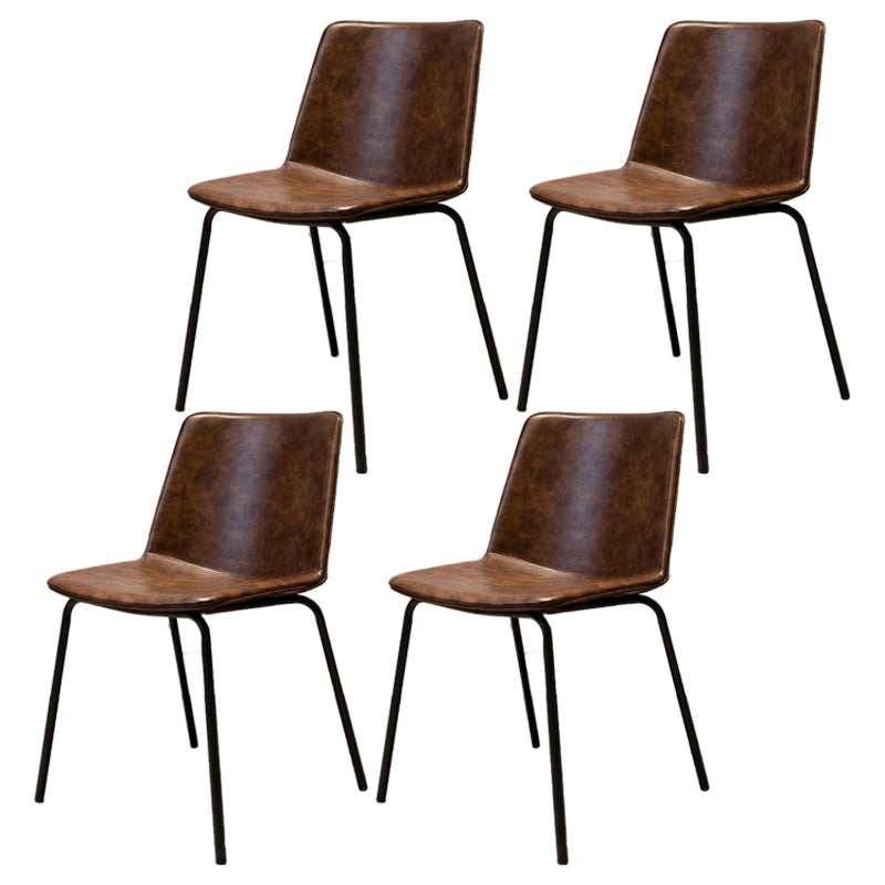 Industrial Metal Dining Room Chair Armless Upholstered Side Leather Chairs for Home Use Rust Red 4 Piece Set Clearhalo ' kitchen&dining_furn' 'Dining Chairs' 'Dining Tables & Seating' 'dining_chair' 'furn' 'furn_dining_chair' 'Furniture' 'furniture_dining_chair' 'Kitchen & Dining Furniture' 'kitchen' 4056002
