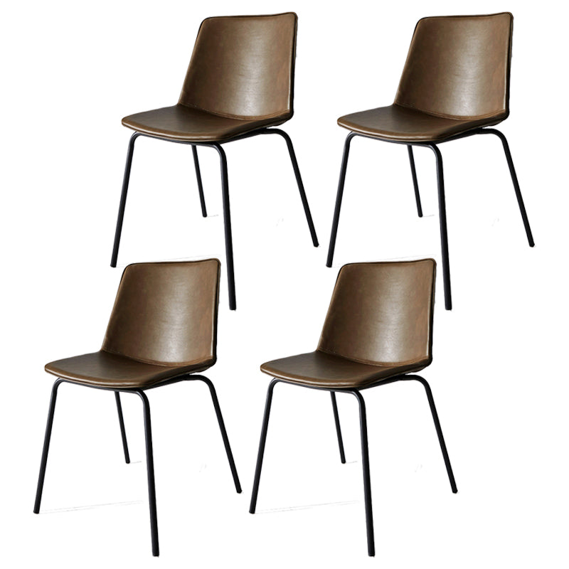 Industrial Metal Dining Room Chair Armless Upholstered Side Leather Chairs for Home Use Dark Coffee 4 Piece Set Clearhalo ' kitchen&dining_furn' 'Dining Chairs' 'Dining Tables & Seating' 'dining_chair' 'furn' 'furn_dining_chair' 'Furniture' 'furniture_dining_chair' 'Kitchen & Dining Furniture' 'kitchen' 4056005
