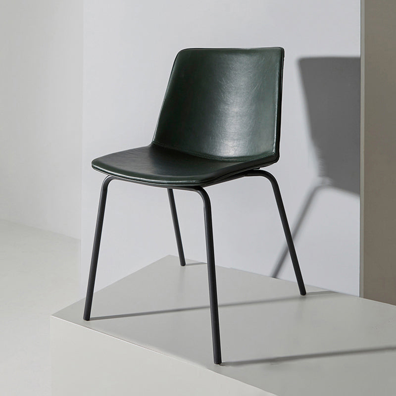 Industrial Metal Dining Room Chair Armless Upholstered Side Leather Chairs for Home Use Blackish Green 1 Piece Clearhalo ' kitchen&dining_furn' 'Dining Chairs' 'Dining Tables & Seating' 'dining_chair' 'furn' 'furn_dining_chair' 'Furniture' 'furniture_dining_chair' 'Kitchen & Dining Furniture' 'kitchen' 4056006