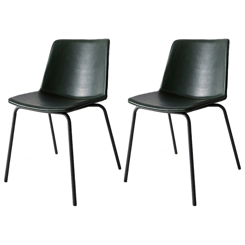 Industrial Metal Dining Room Chair Armless Upholstered Side Leather Chairs for Home Use Blackish Green 2 Piece Set Clearhalo ' kitchen&dining_furn' 'Dining Chairs' 'Dining Tables & Seating' 'dining_chair' 'furn' 'furn_dining_chair' 'Furniture' 'furniture_dining_chair' 'Kitchen & Dining Furniture' 'kitchen' 4056007