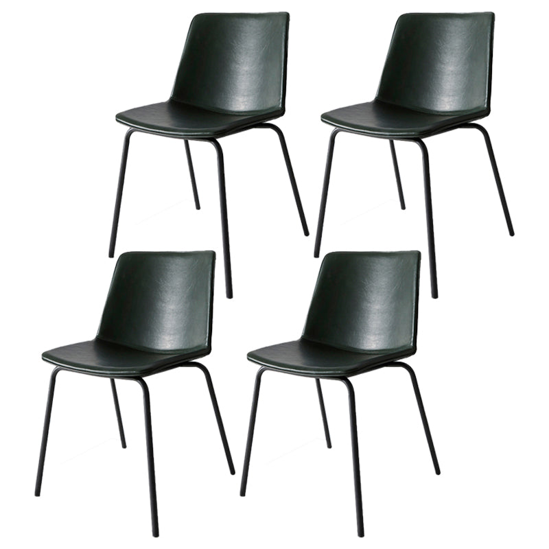 Industrial Metal Dining Room Chair Armless Upholstered Side Leather Chairs for Home Use Blackish Green 4 Piece Set Clearhalo ' kitchen&dining_furn' 'Dining Chairs' 'Dining Tables & Seating' 'dining_chair' 'furn' 'furn_dining_chair' 'Furniture' 'furniture_dining_chair' 'Kitchen & Dining Furniture' 'kitchen' 4056008