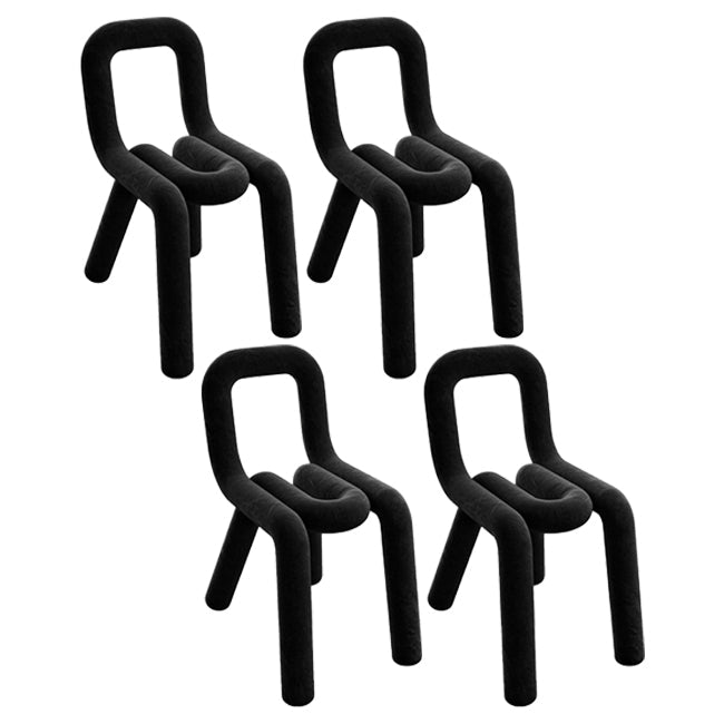 Modern Style Velvet Chairs Set Open Back Side Dining Room Kitchen Chair Black 4 Piece Set Clearhalo ' kitchen&dining_furn' 'Dining Chairs' 'Dining Tables & Seating' 'dining_chair' 'furn' 'furn_dining_chair' 'Furniture' 'furniture_dining_chair' 'Kitchen & Dining Furniture' 'kitchen' 4056015