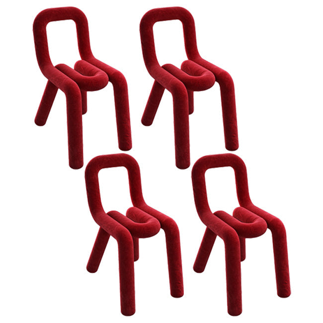 Modern Style Velvet Chairs Set Open Back Side Dining Room Kitchen Chair Red 4 Piece Set Clearhalo ' kitchen&dining_furn' 'Dining Chairs' 'Dining Tables & Seating' 'dining_chair' 'furn' 'furn_dining_chair' 'Furniture' 'furniture_dining_chair' 'Kitchen & Dining Furniture' 'kitchen' 4056025