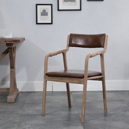 Indoor Country Style Arm Chair Open Back Wood Upholstered Single Dining Room Chair Brown Clearhalo ' kitchen&dining_furn' 'Dining Chairs' 'Dining Tables & Seating' 'dining_chair' 'furn' 'furn_dining_chair' 'Furniture' 'furniture_dining_chair' 'Kitchen & Dining Furniture' 'kitchen' 4056096