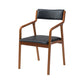 Indoor Country Style Arm Chair Open Back Wood Upholstered Single Dining Room Chair Matte Black Clearhalo ' kitchen&dining_furn' 'Dining Chairs' 'Dining Tables & Seating' 'dining_chair' 'furn' 'furn_dining_chair' 'Furniture' 'furniture_dining_chair' 'Kitchen & Dining Furniture' 'kitchen' 4056098
