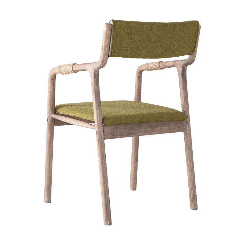 Indoor Country Style Arm Chair Open Back Wood Upholstered Single Dining Room Chair Green Clearhalo ' kitchen&dining_furn' 'Dining Chairs' 'Dining Tables & Seating' 'dining_chair' 'furn' 'furn_dining_chair' 'Furniture' 'furniture_dining_chair' 'Kitchen & Dining Furniture' 'kitchen' 4056104