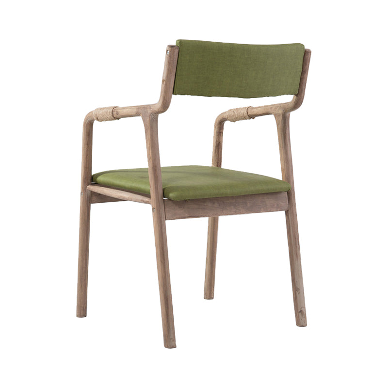 Indoor Country Style Arm Chair Open Back Wood Upholstered Single Dining Room Chair Light Green Clearhalo ' kitchen&dining_furn' 'Dining Chairs' 'Dining Tables & Seating' 'dining_chair' 'furn' 'furn_dining_chair' 'Furniture' 'furniture_dining_chair' 'Kitchen & Dining Furniture' 'kitchen' 4056106