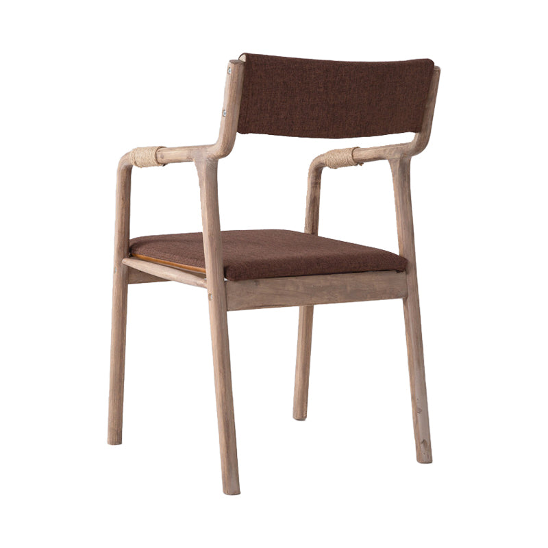 Indoor Country Style Arm Chair Open Back Wood Upholstered Single Dining Room Chair Coffee Clearhalo ' kitchen&dining_furn' 'Dining Chairs' 'Dining Tables & Seating' 'dining_chair' 'furn' 'furn_dining_chair' 'Furniture' 'furniture_dining_chair' 'Kitchen & Dining Furniture' 'kitchen' 4056110