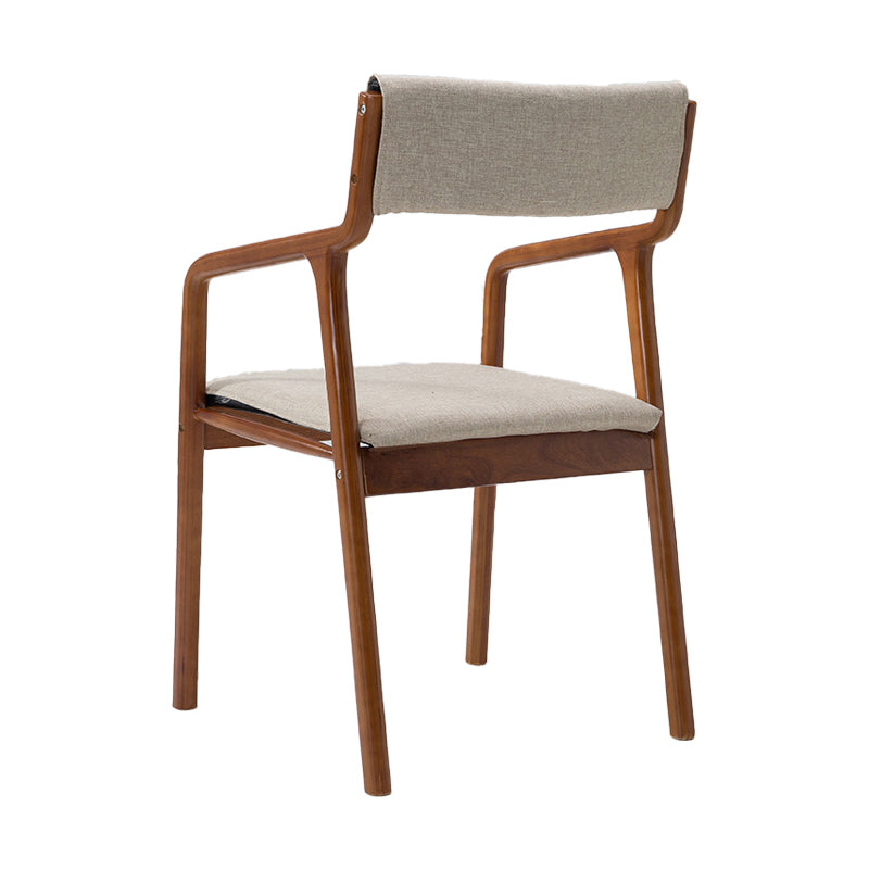 Indoor Country Style Arm Chair Open Back Wood Upholstered Single Dining Room Chair Beige Clearhalo ' kitchen&dining_furn' 'Dining Chairs' 'Dining Tables & Seating' 'dining_chair' 'furn' 'furn_dining_chair' 'Furniture' 'furniture_dining_chair' 'Kitchen & Dining Furniture' 'kitchen' 4056112