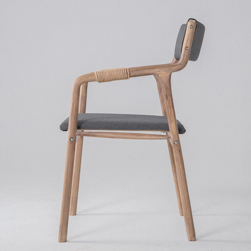 Indoor Country Style Arm Chair Open Back Wood Upholstered Single Dining Room Chair Grey Clearhalo ' kitchen&dining_furn' 'Dining Chairs' 'Dining Tables & Seating' 'dining_chair' 'furn' 'furn_dining_chair' 'Furniture' 'furniture_dining_chair' 'Kitchen & Dining Furniture' 'kitchen' 4056116