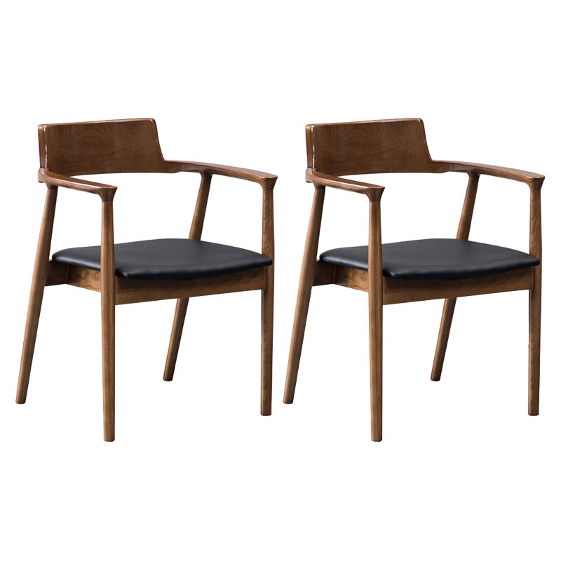 Traditional Style Ash Wood Chairs Kitchen Dining Open Back Arm Chair Set Walnut 2 Piece Set Clearhalo ' kitchen&dining_furn' 'Dining Chairs' 'Dining Tables & Seating' 'dining_chair' 'furn' 'furn_dining_chair' 'Furniture' 'furniture_dining_chair' 'Kitchen & Dining Furniture' 'kitchen' 4056154
