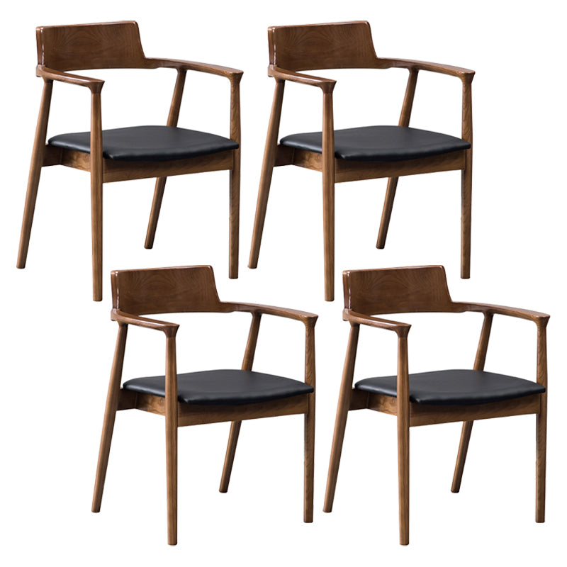Traditional Style Ash Wood Chairs Kitchen Dining Open Back Arm Chair Set Walnut 4 Piece Set Clearhalo ' kitchen&dining_furn' 'Dining Chairs' 'Dining Tables & Seating' 'dining_chair' 'furn' 'furn_dining_chair' 'Furniture' 'furniture_dining_chair' 'Kitchen & Dining Furniture' 'kitchen' 4056155