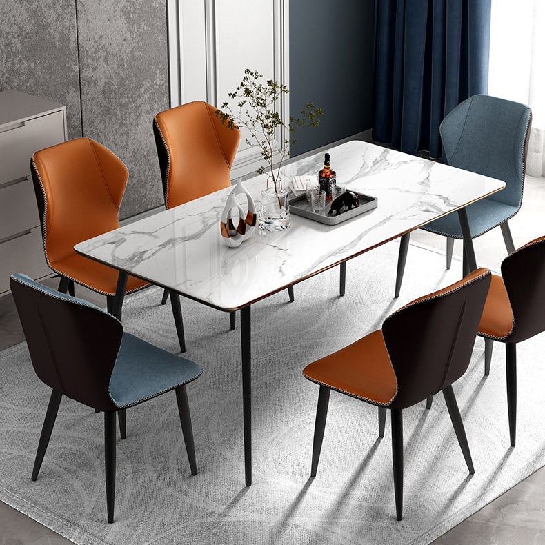 Wingback Upholstered Armless Dining Chairs Side Chairs with Metal Legs Clearhalo ' kitchen&dining_furn' 'Dining Chairs' 'Dining Tables & Seating' 'dining_chair' 'furn' 'furn_dining_chair' 'Furniture' 'furniture_dining_chair' 'Kitchen & Dining Furniture' 'kitchen' 4056159