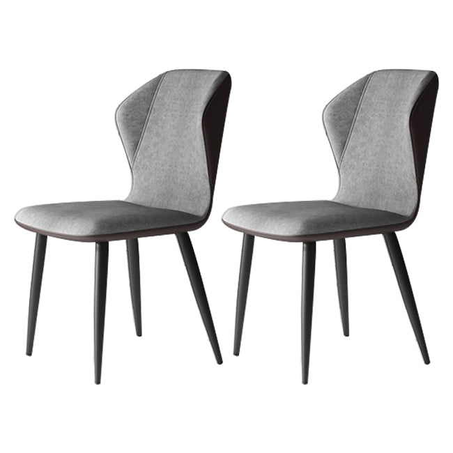 Wingback Upholstered Armless Dining Chairs Side Chairs with Metal Legs Grey 2 Piece Set Clearhalo ' kitchen&dining_furn' 'Dining Chairs' 'Dining Tables & Seating' 'dining_chair' 'furn' 'furn_dining_chair' 'Furniture' 'furniture_dining_chair' 'Kitchen & Dining Furniture' 'kitchen' 4056160