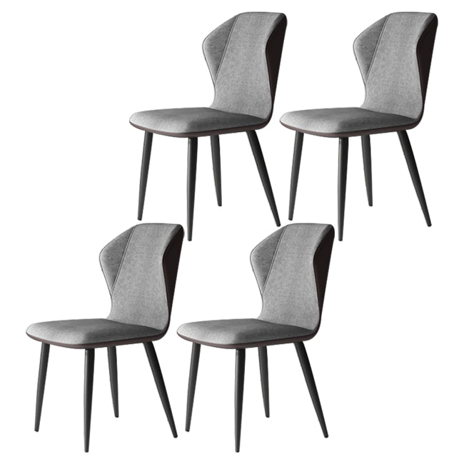 Wingback Upholstered Armless Dining Chairs Side Chairs with Metal Legs Grey 4 Piece Set Clearhalo ' kitchen&dining_furn' 'Dining Chairs' 'Dining Tables & Seating' 'dining_chair' 'furn' 'furn_dining_chair' 'Furniture' 'furniture_dining_chair' 'Kitchen & Dining Furniture' 'kitchen' 4056162