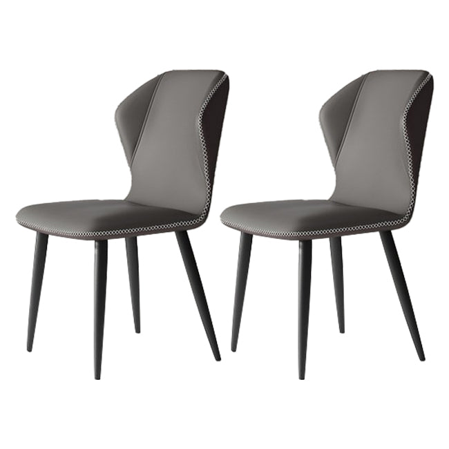 Wingback Upholstered Armless Dining Chairs Side Chairs with Metal Legs Dark Gray 2 Piece Set Clearhalo ' kitchen&dining_furn' 'Dining Chairs' 'Dining Tables & Seating' 'dining_chair' 'furn' 'furn_dining_chair' 'Furniture' 'furniture_dining_chair' 'Kitchen & Dining Furniture' 'kitchen' 4056165