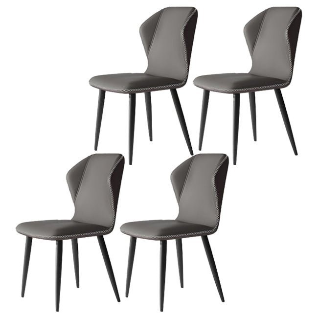 Wingback Upholstered Armless Dining Chairs Side Chairs with Metal Legs Dark Gray 4 Piece Set Clearhalo ' kitchen&dining_furn' 'Dining Chairs' 'Dining Tables & Seating' 'dining_chair' 'furn' 'furn_dining_chair' 'Furniture' 'furniture_dining_chair' 'Kitchen & Dining Furniture' 'kitchen' 4056168