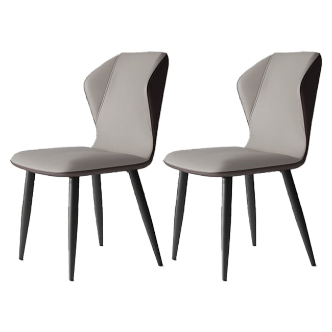 Wingback Upholstered Armless Dining Chairs Side Chairs with Metal Legs Light Gray 2 Piece Set Clearhalo ' kitchen&dining_furn' 'Dining Chairs' 'Dining Tables & Seating' 'dining_chair' 'furn' 'furn_dining_chair' 'Furniture' 'furniture_dining_chair' 'Kitchen & Dining Furniture' 'kitchen' 4056172