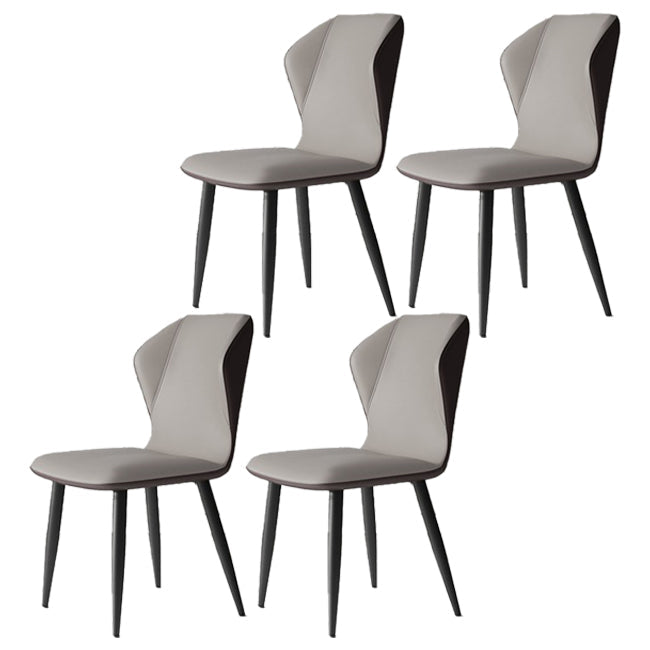Wingback Upholstered Armless Dining Chairs Side Chairs with Metal Legs Light Gray 4 Piece Set Clearhalo ' kitchen&dining_furn' 'Dining Chairs' 'Dining Tables & Seating' 'dining_chair' 'furn' 'furn_dining_chair' 'Furniture' 'furniture_dining_chair' 'Kitchen & Dining Furniture' 'kitchen' 4056174
